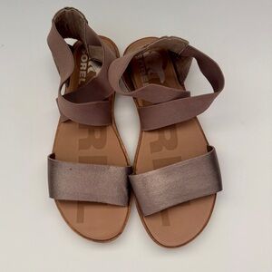 Sorel Brown Minimalist Sandals with Ankle Strap
